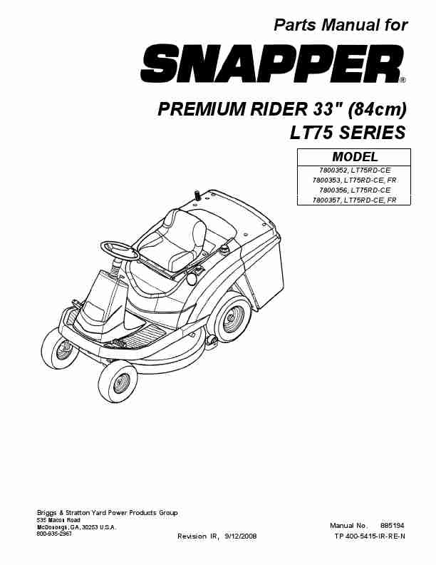 Snapper Lawn Mower LT75 SERIES-page_pdf